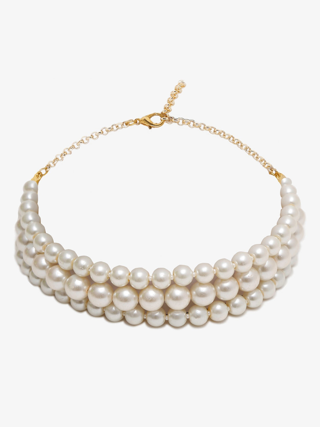 Gold-Toned White Gold-Plated Handcrafted Necklace - Ruby Raang - Distacart