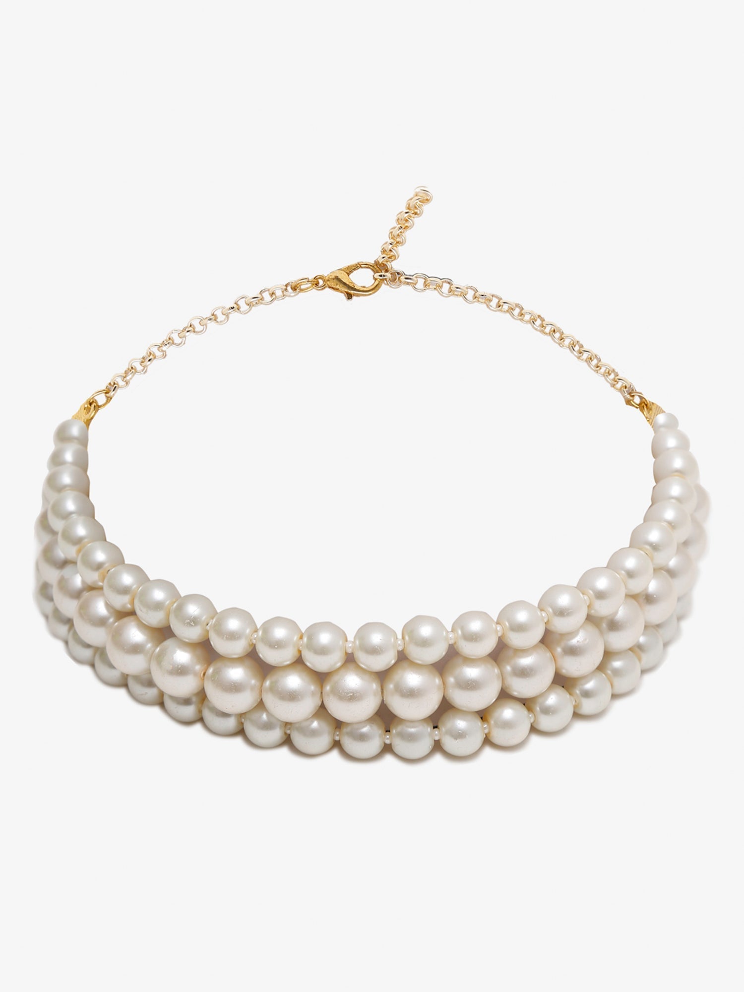 Gold-Toned White Gold-Plated Handcrafted Necklace - Ruby Raang - Distacart