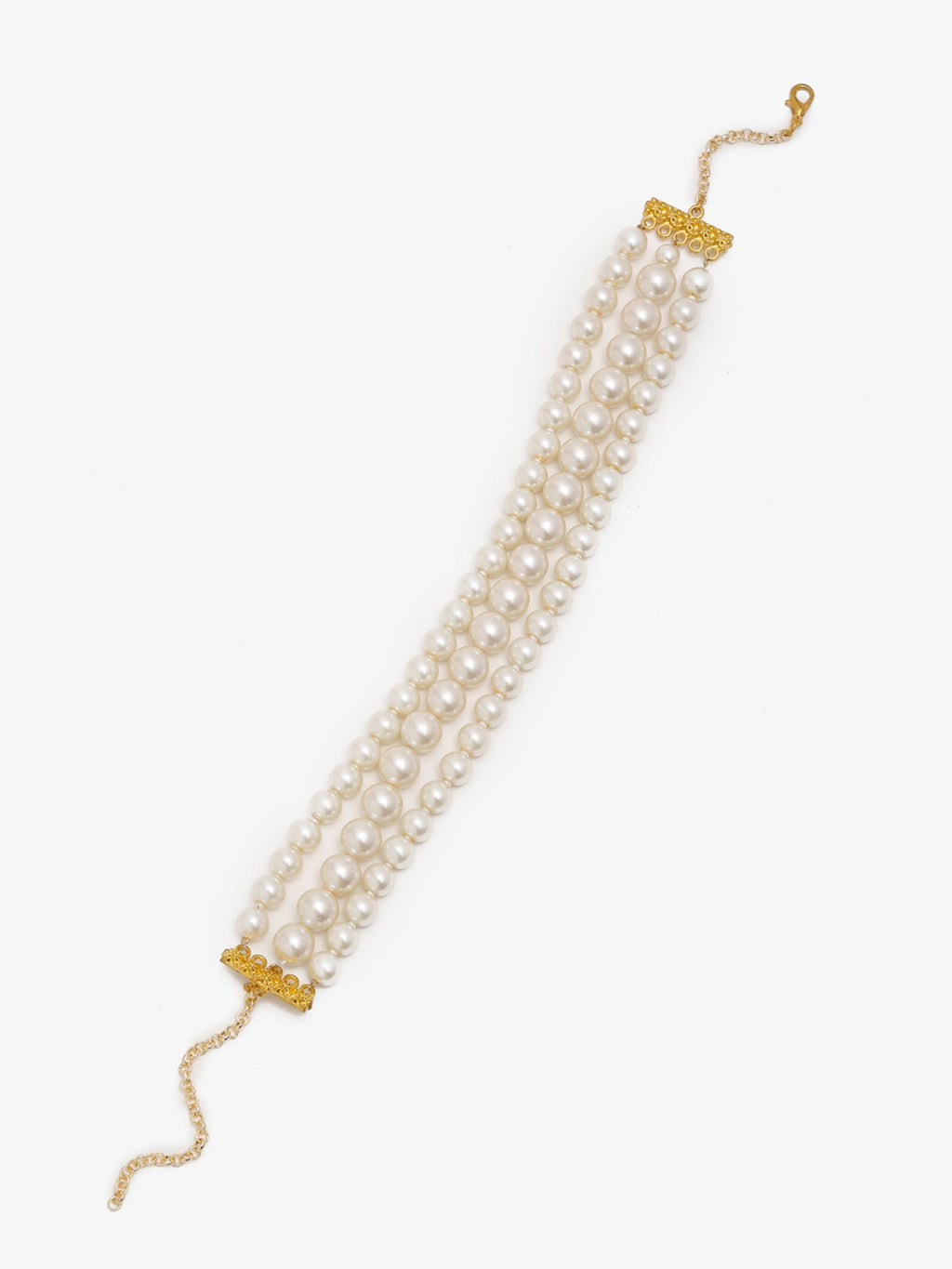 Gold-Toned White Gold-Plated Handcrafted Necklace - Ruby Raang - Distacart