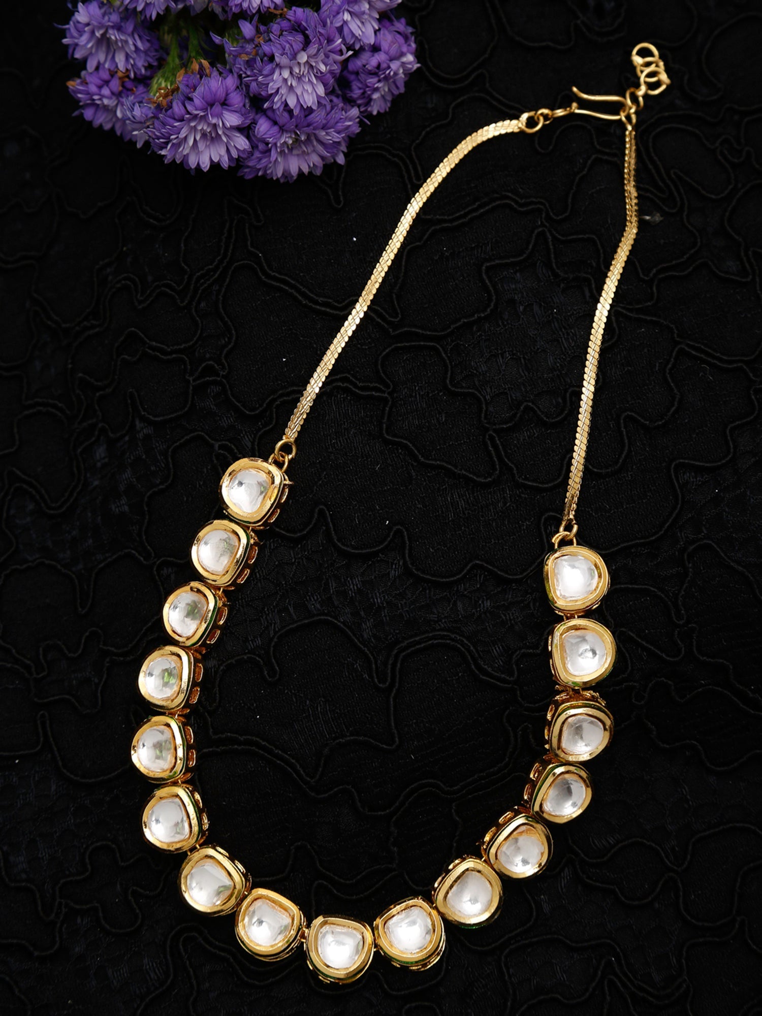 Gold-Plated Kundan Choker Necklace - Ruby Raang - Distacart