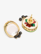 Gold-Plated White Black Kundan-Studded Beaded Handcrafted Jewellery Set - Ruby Raang - Distacart