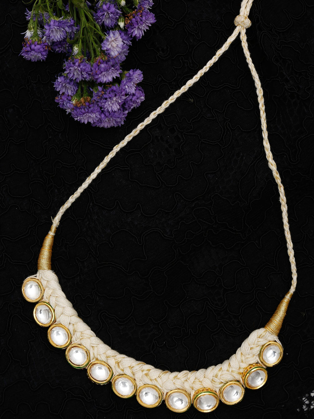 Gold-Toned White Gold-Plated Handcrafted Necklace - Ruby Raang - Distacart
