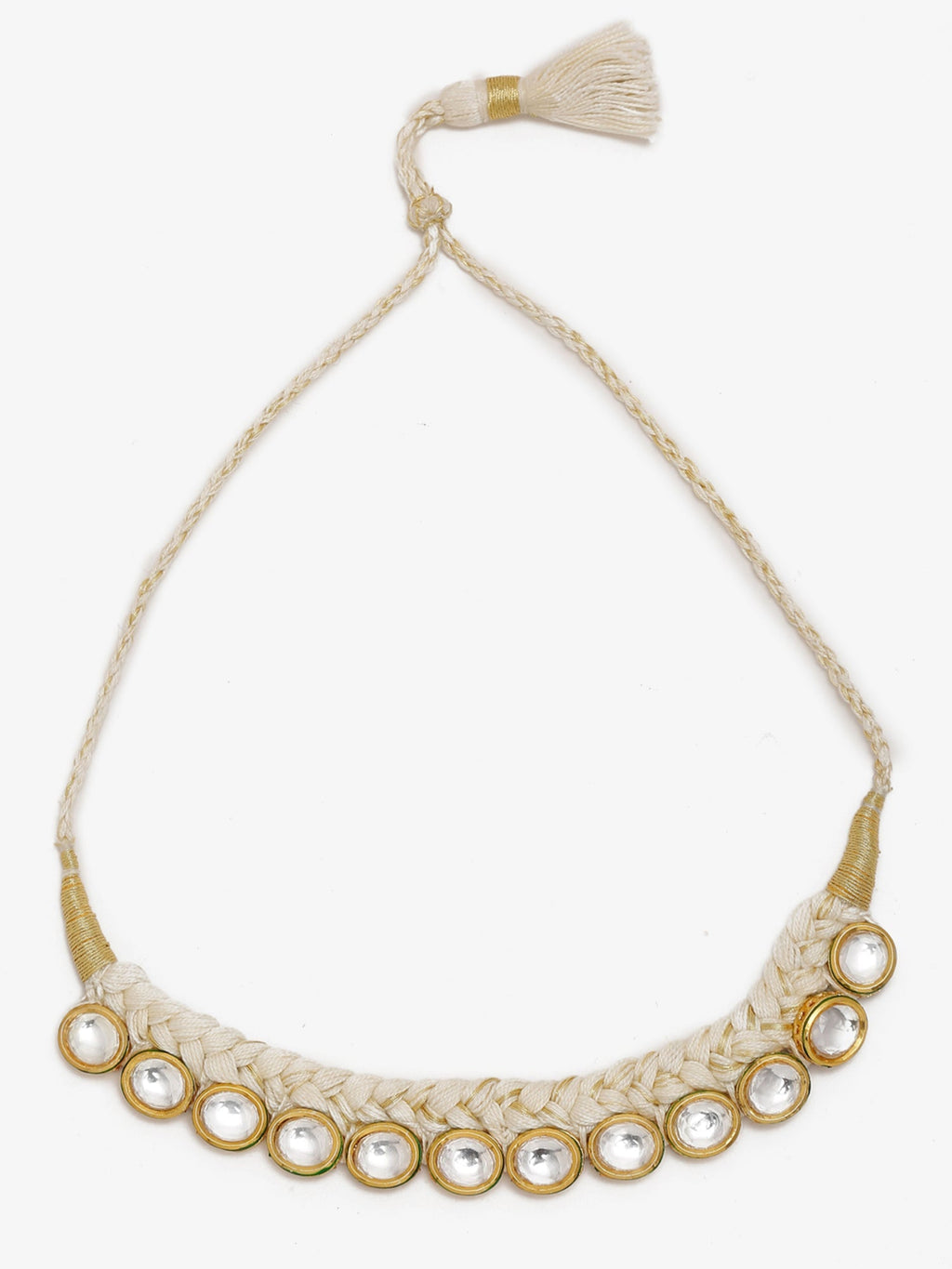 Gold-Toned White Gold-Plated Handcrafted Necklace - Ruby Raang - Distacart