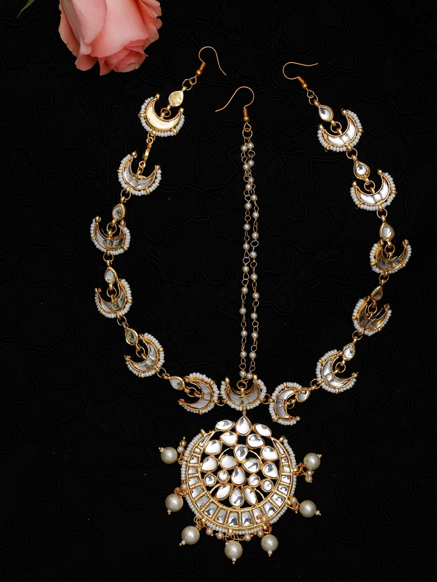 Gold-Plated White Kundan Matha Patti - Ruby Raang - Distacart