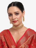 Gold-Plated White Kundan-Studded Pearls Beaded Handcrafted Jewellery Set - Ruby Raang - Distacart