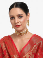 Gold-Plated White Kundan-Studded Pearls Beaded Handcrafted Jewellery Set - Ruby Raang - Distacart