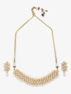 Gold-Plated White Kundan-Studded Pearls Beaded Handcrafted Jewellery Set - Ruby Raang - Distacart