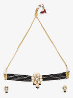 White Black Gold-Plated Kundan-Studded Jewellery Set - Ruby Raang - Distacart