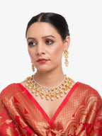 Gold-Plated White Kundan Stone Studded Jewellery Set - Ruby Raang - Distacart