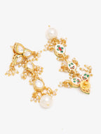 Gold-Plated White Kundan Stone Studded Jewellery Set - Ruby Raang - Distacart