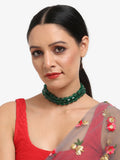 Gold-Toned Green Emerald Gold-Plated Layered Choker - Ruby Raang - Distacart