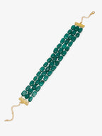 Gold-Toned Green Emerald Gold-Plated Layered Choker - Ruby Raang - Distacart