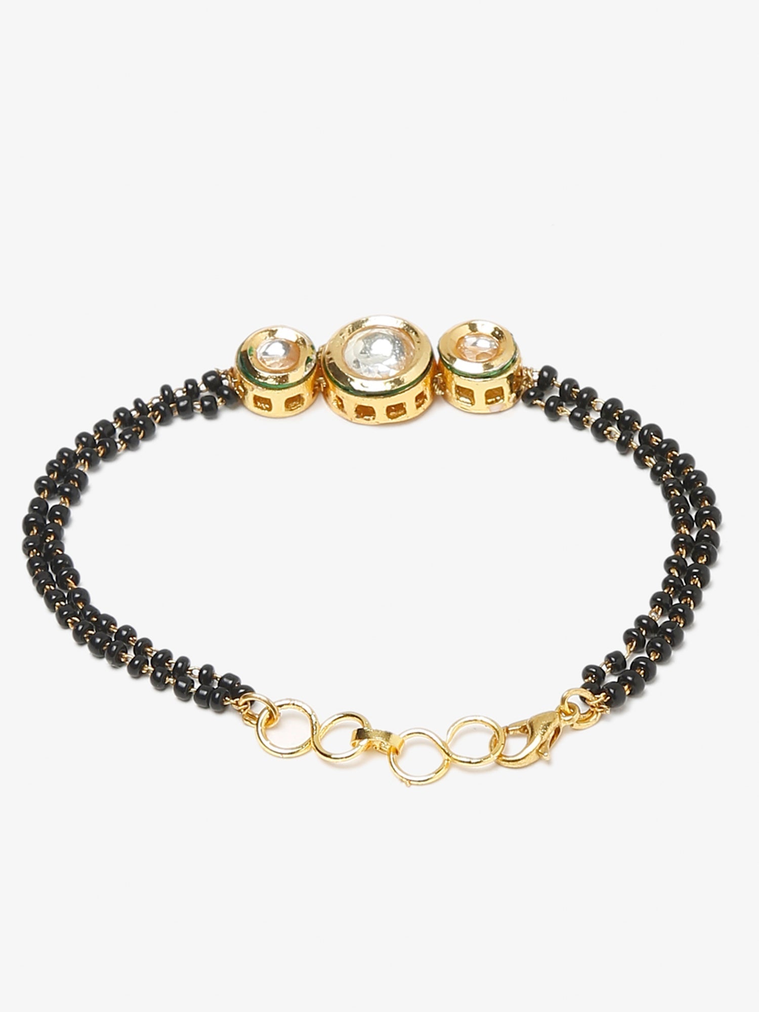 Black Gold-Toned Kundan Mangalsutra Bracelet - Ruby Raang - Distacart