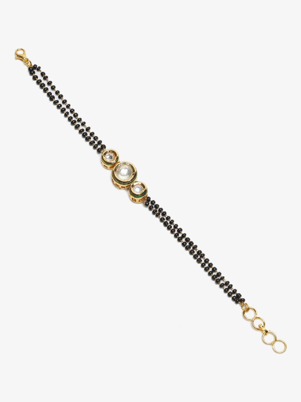Black Gold-Toned Kundan Mangalsutra Bracelet - Ruby Raang - Distacart