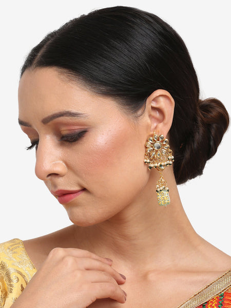 Gold-Toned Contemporary Drop Earrings - Ruby Raang