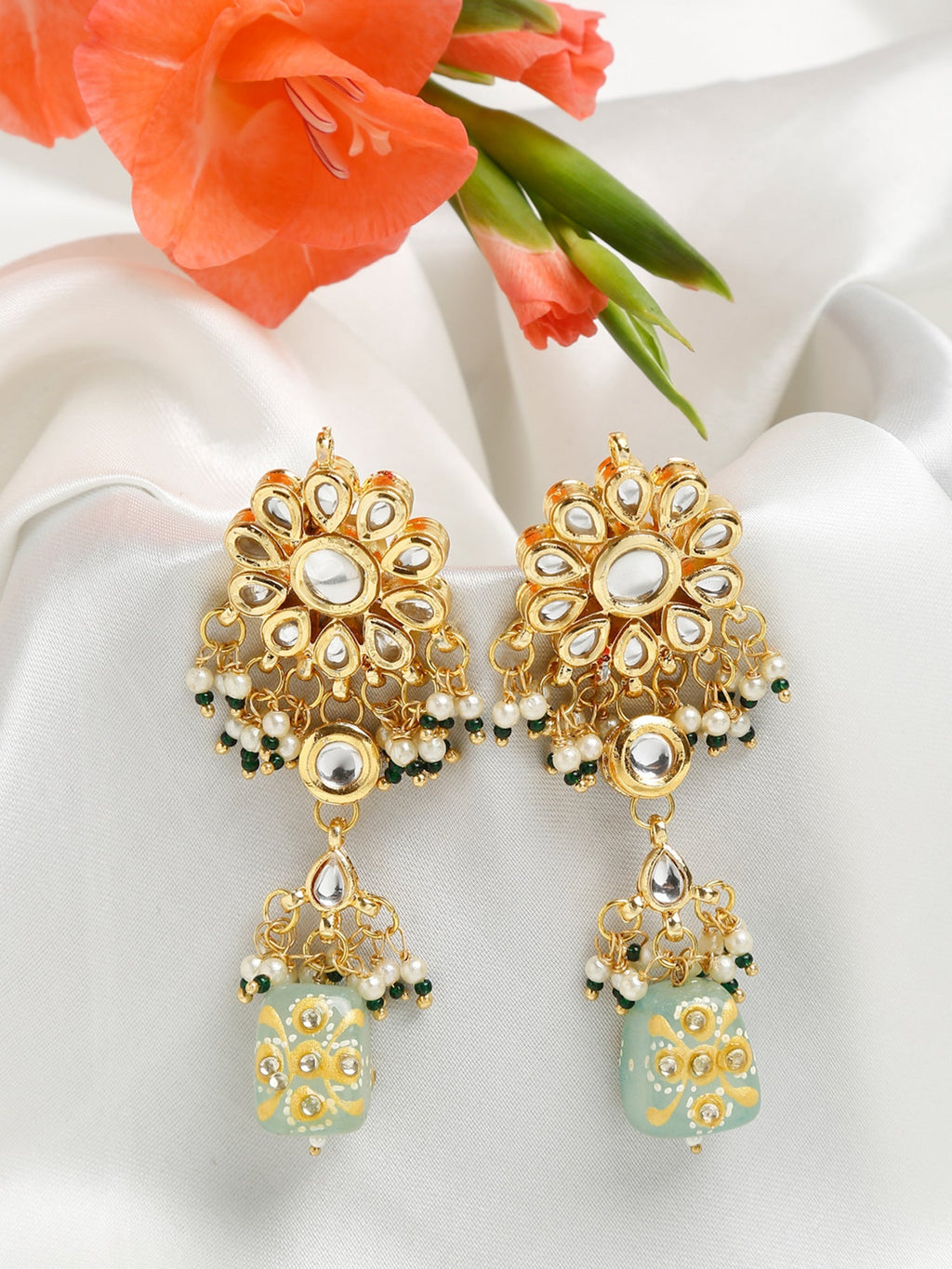 Gold-Toned Contemporary Drop Earrings - Ruby Raang - Distacart