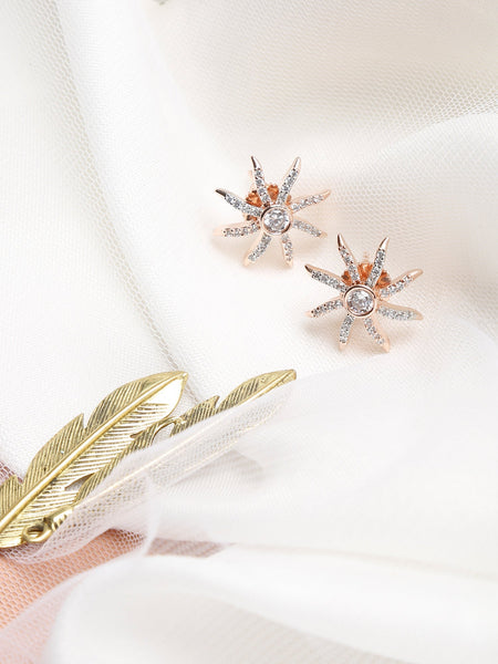 Rose Gold Contemporary Drop Earrings - Ruby Raang