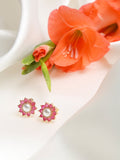 Maroon Gold-Plated Floral Studs Earrings - Ruby Raang - Distacart