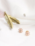 Gold-Plated Pink Floral Studs Earrings - Ruby Raang - Distacart