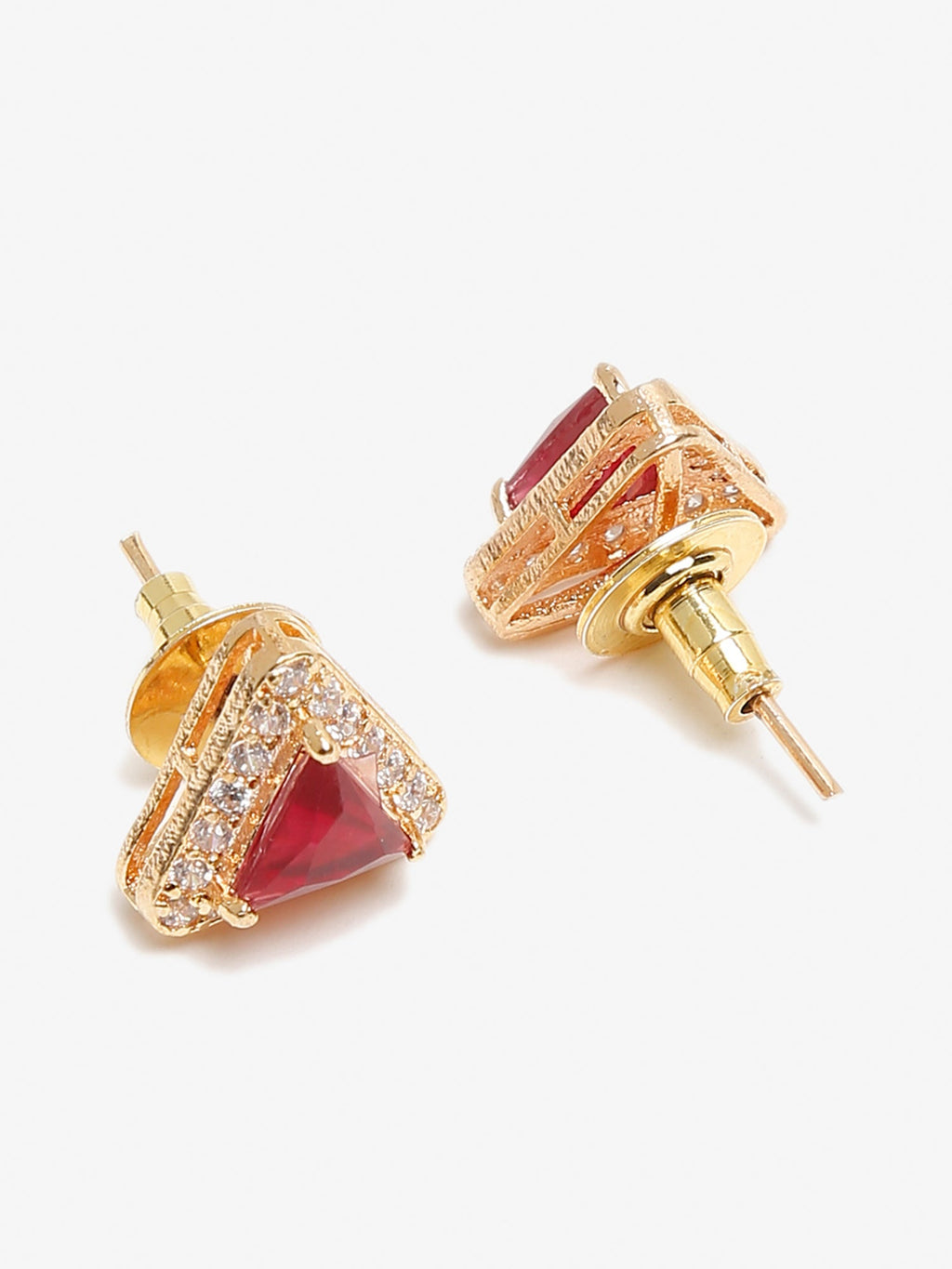 Maroon Contemporary Studs Earrings - Ruby Raang - Distacart