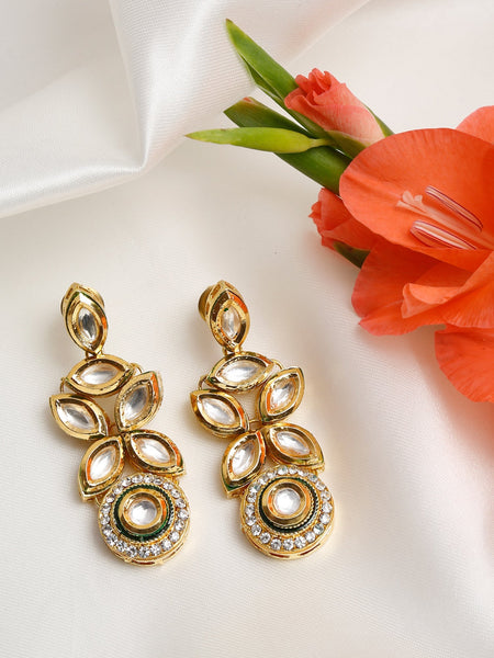 Gold-Toned Contemporary Drop Earrings - Ruby Raang