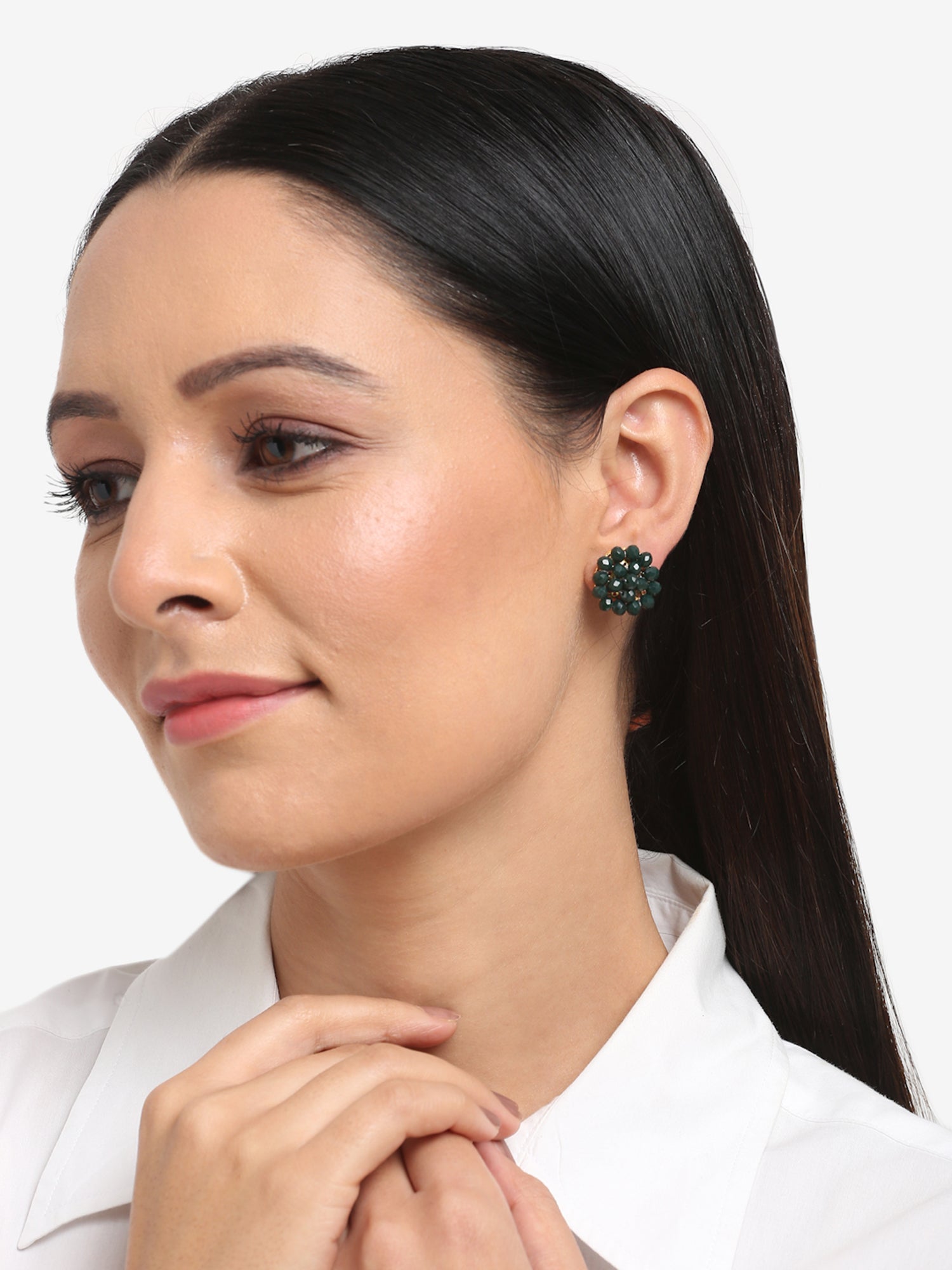 Green Contemporary Studs Earrings - Ruby Raang - Distacart