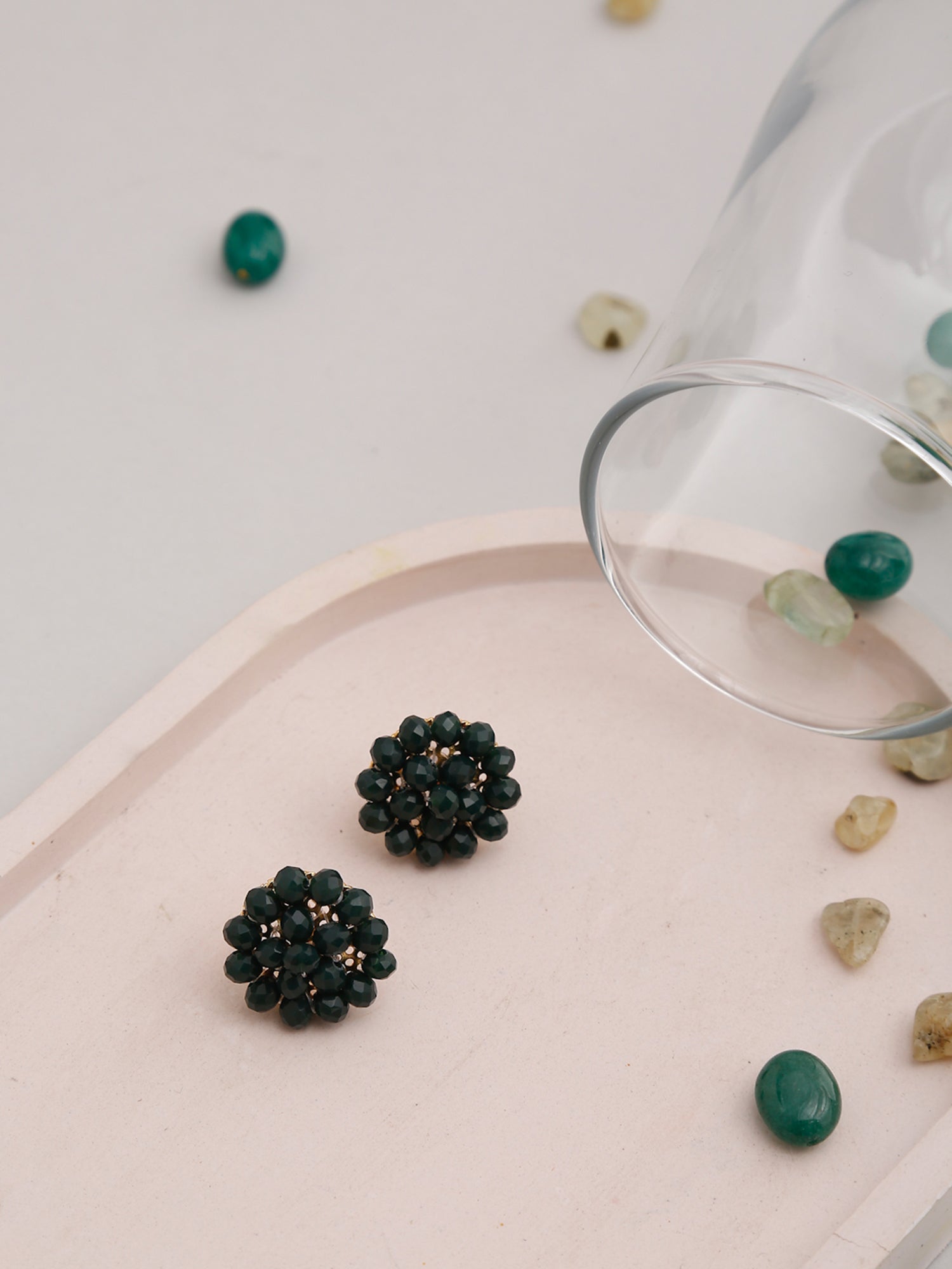 Green Contemporary Studs Earrings - Ruby Raang - Distacart