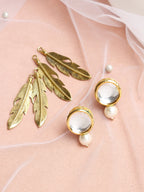 Gold-Toned Contemporary Studs Earrings - Ruby Raang - Distacart
