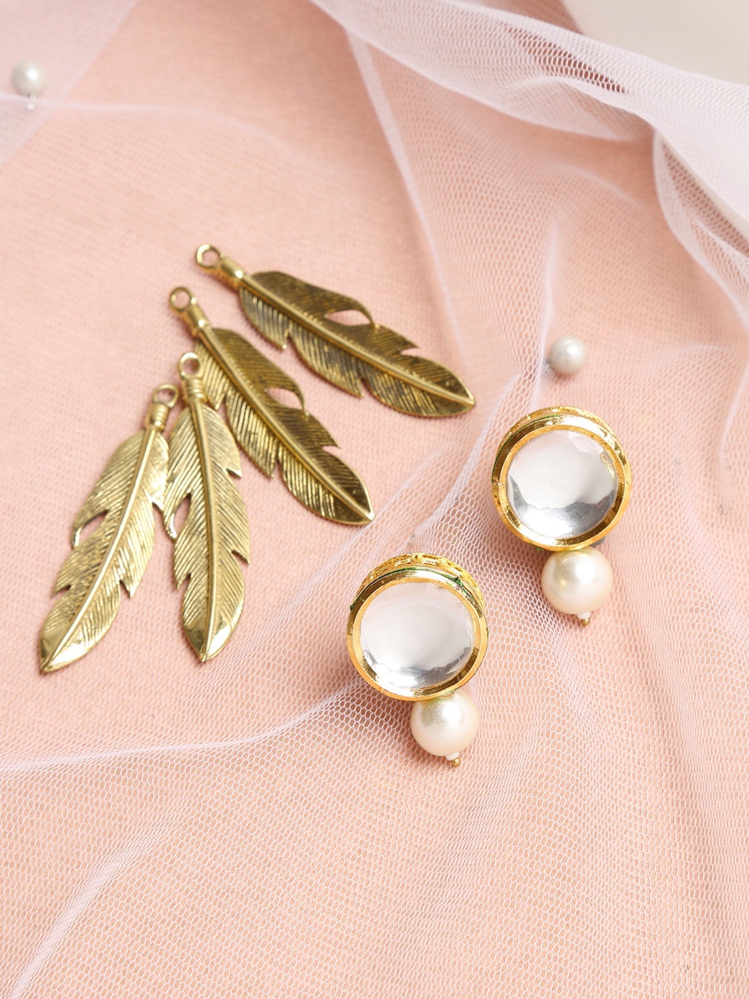 Gold-Toned Contemporary Studs Earrings - Ruby Raang - Distacart