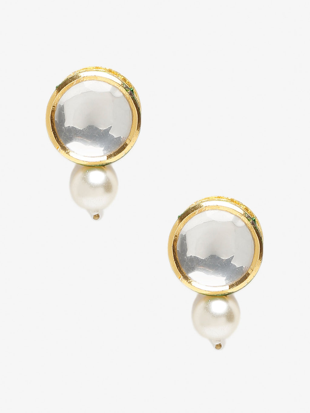 Gold-Toned Contemporary Studs Earrings - Ruby Raang - Distacart