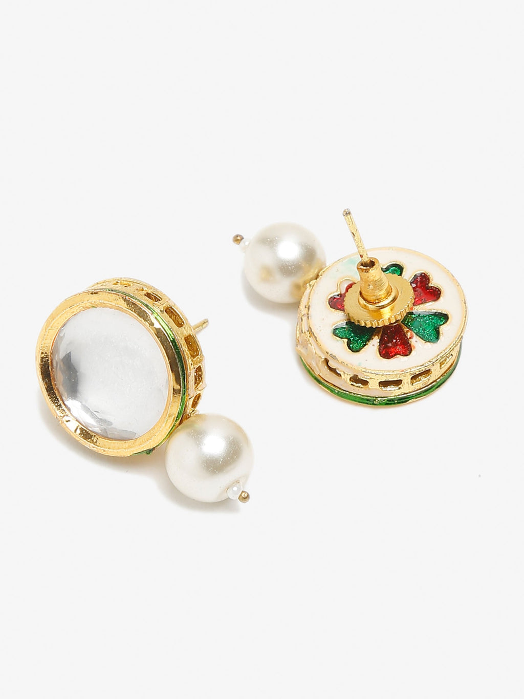Gold-Toned Contemporary Studs Earrings - Ruby Raang - Distacart