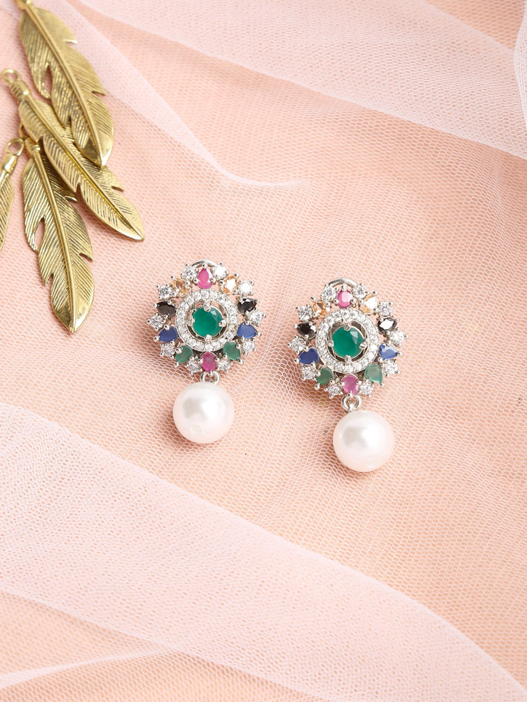 Multicoloured Floral Drop Earrings - Ruby Raang - Distacart