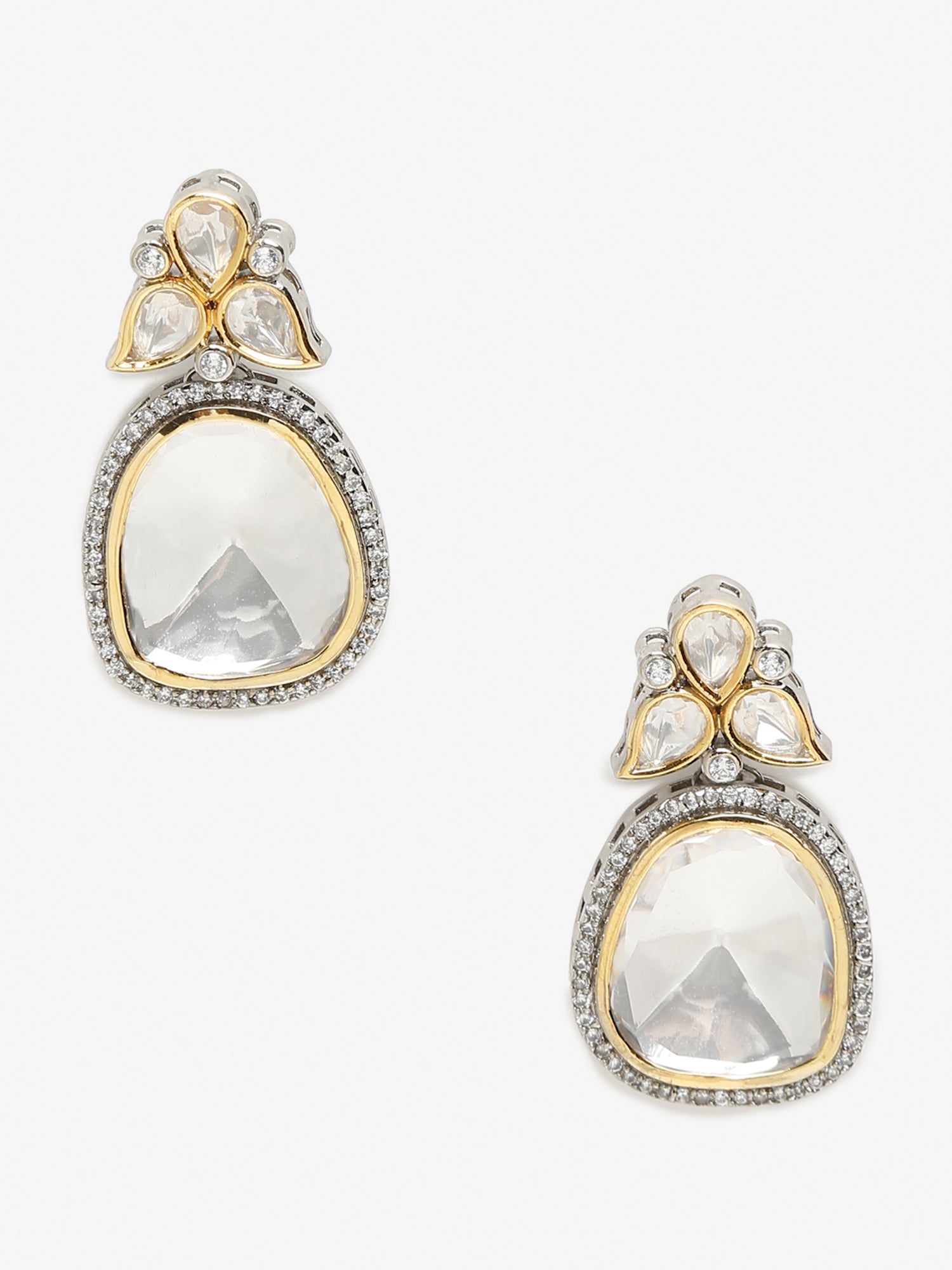 Silver-Toned Contemporary Studs Earrings - Ruby Raang - Distacart