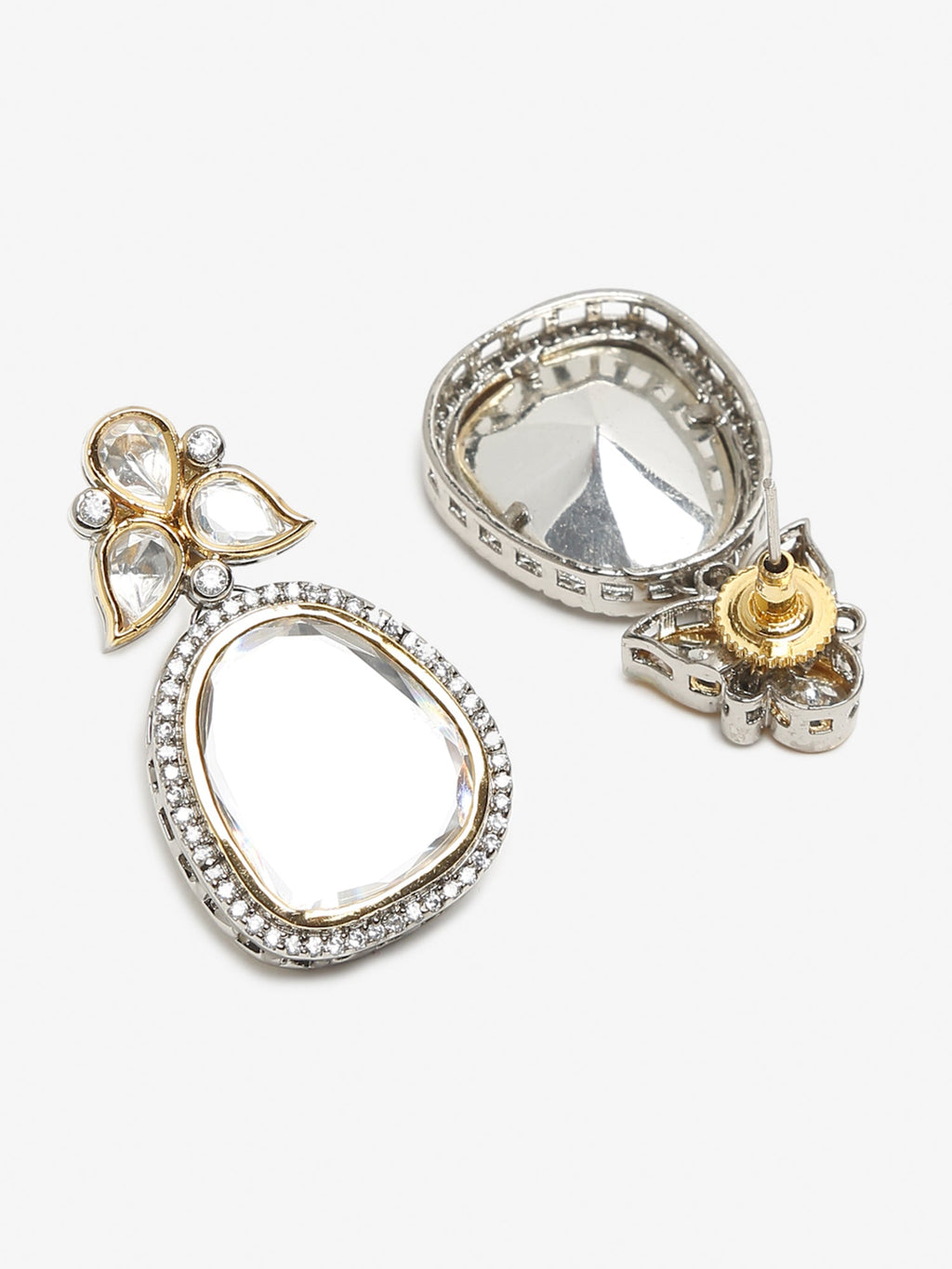 Silver-Toned Contemporary Studs Earrings - Ruby Raang - Distacart