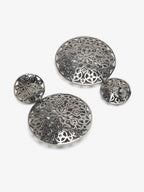 Silver-Toned Circular Drop Earrings - Ruby Raang - Distacart