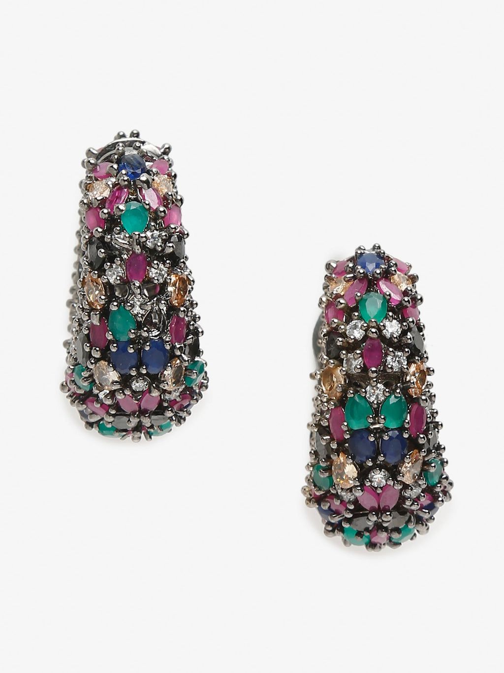 Multicoloured Contemporary Hoop Earrings - Ruby Raang - Distacart