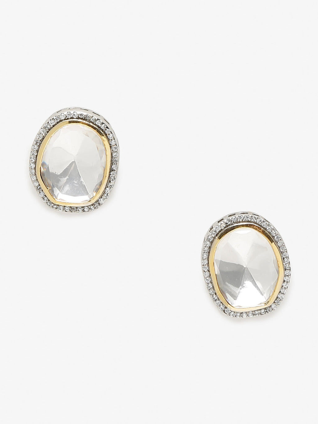 Silver-Toned Contemporary Studs Earrings - Ruby Raang - Distacart