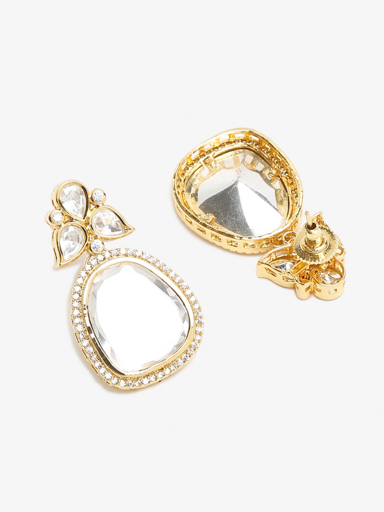 Gold-Toned Contemporary Studs Earrings - Ruby Raang - Distacart
