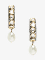 Silver-Toned White Circular Hoop Earrings - Ruby Raang - Distacart