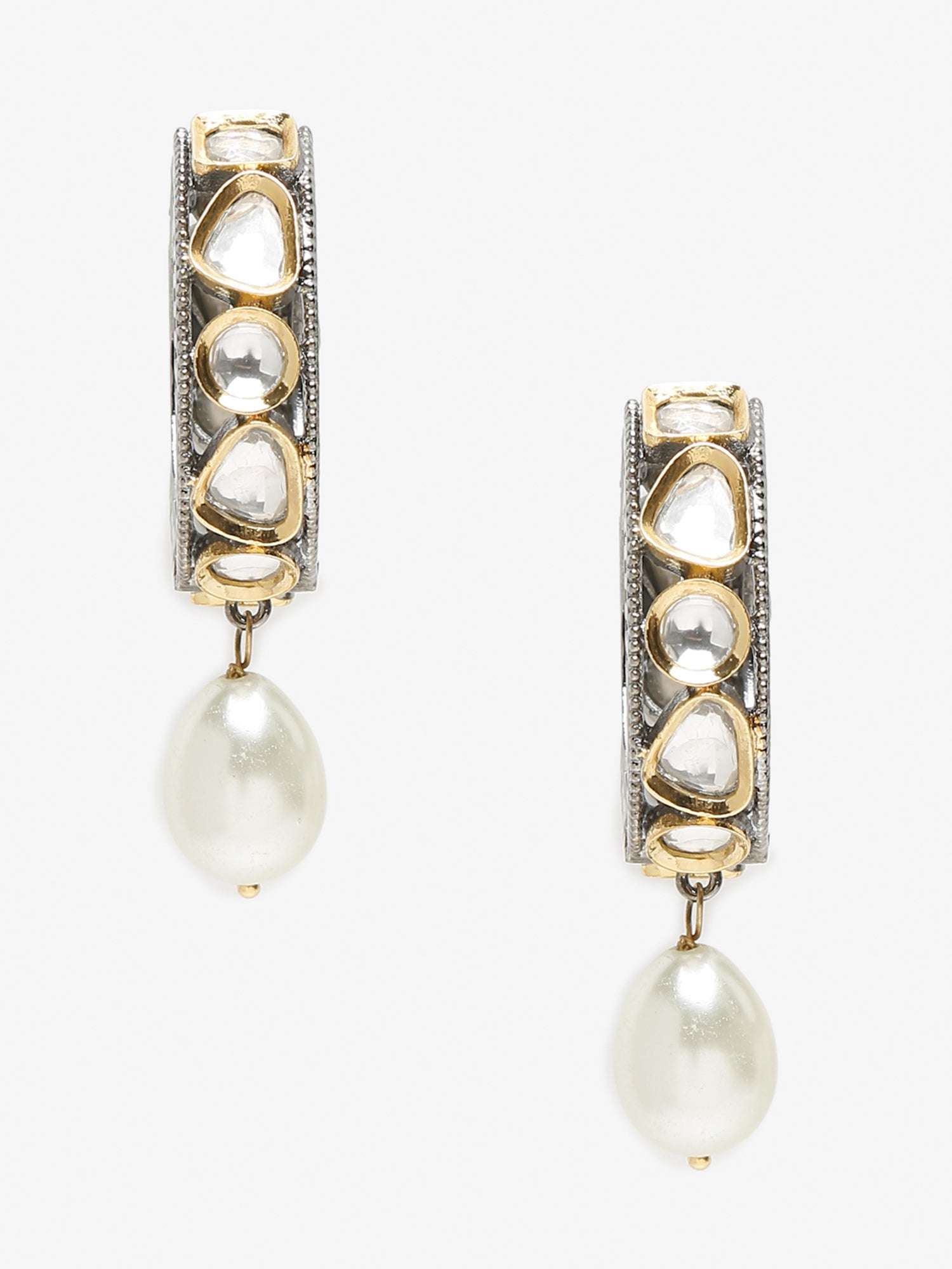 Silver-Toned White Circular Hoop Earrings - Ruby Raang - Distacart