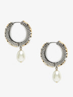 Silver-Toned White Circular Hoop Earrings - Ruby Raang - Distacart