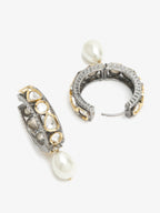 Silver-Toned White Circular Hoop Earrings - Ruby Raang - Distacart