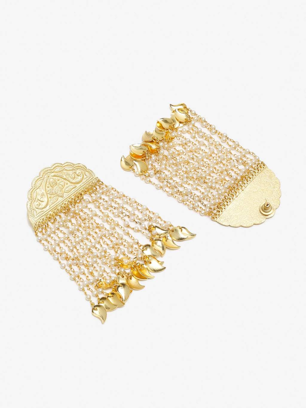 Gold-Toned White Contemporary Jhumkas Earrings - Ruby Raang - Distacart