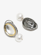 White Kundan Studded Drop Earrings - Ruby Raang - Distacart