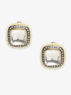 White Contemporary Studs Earrings - Ruby Raang - Distacart
