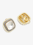 White Contemporary Studs Earrings - Ruby Raang - Distacart