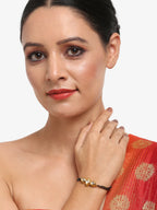 Women's Black Gold-Plated Kundan Mangalsutra Bracelet - Ruby Raang - Distacart