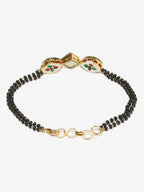 Women's Black Gold-Plated Kundan Mangalsutra Bracelet - Ruby Raang - Distacart