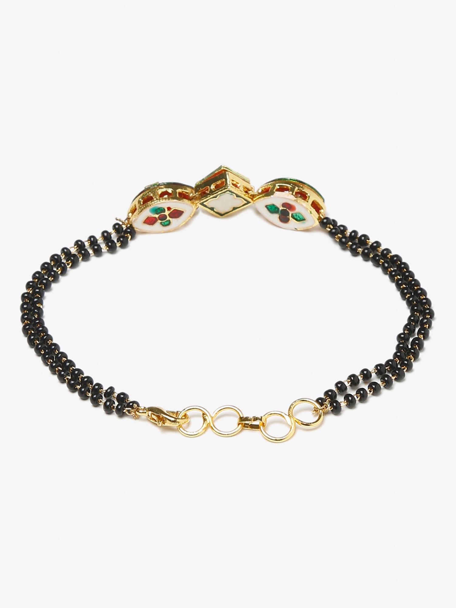 Women's Black Gold-Plated Kundan Mangalsutra Bracelet - Ruby Raang - Distacart