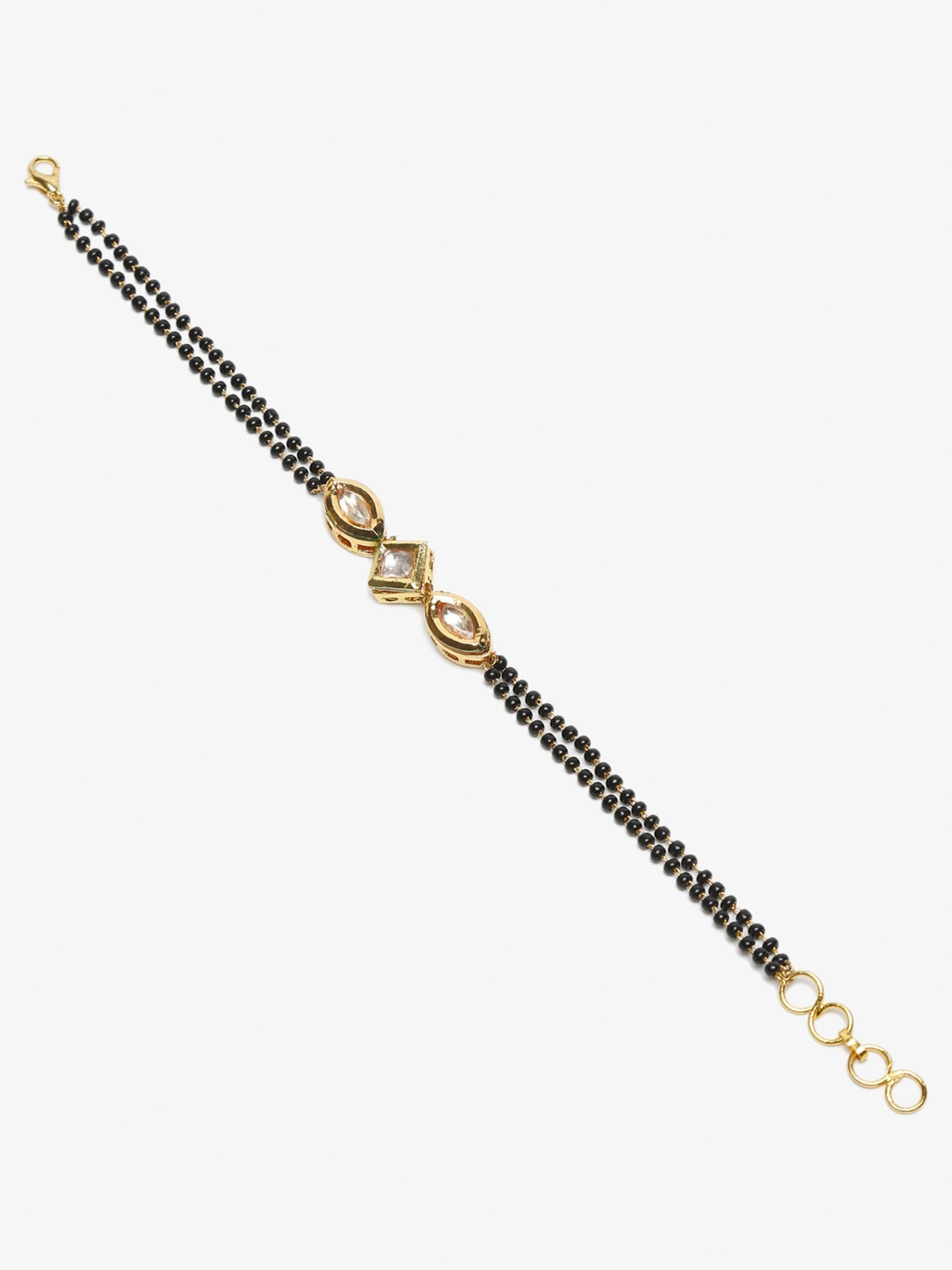Women's Black Gold-Plated Kundan Mangalsutra Bracelet - Ruby Raang - Distacart